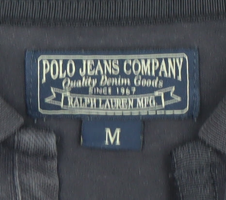 Ralph Lauren Polo Jeans Women Black M Slim Fit Collared Polo Shirt