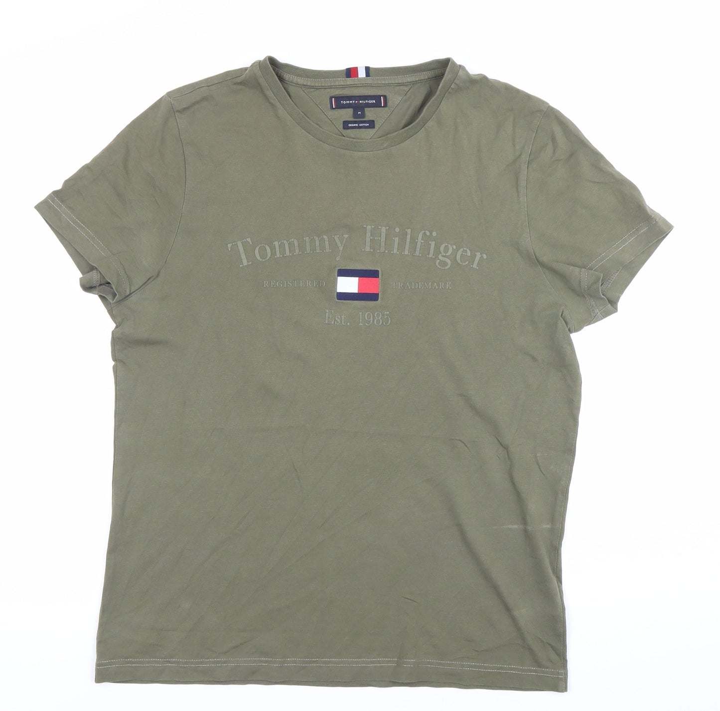 Tommy Hilfiger Men's Green Cotton Logo T-Shirt Size M