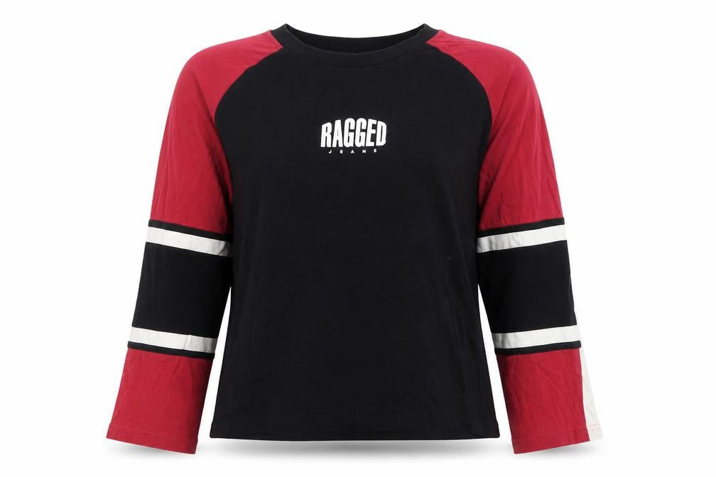 Ragged Jeans Womens XS Colourblock Long Sleeve Cotton T-Shirt