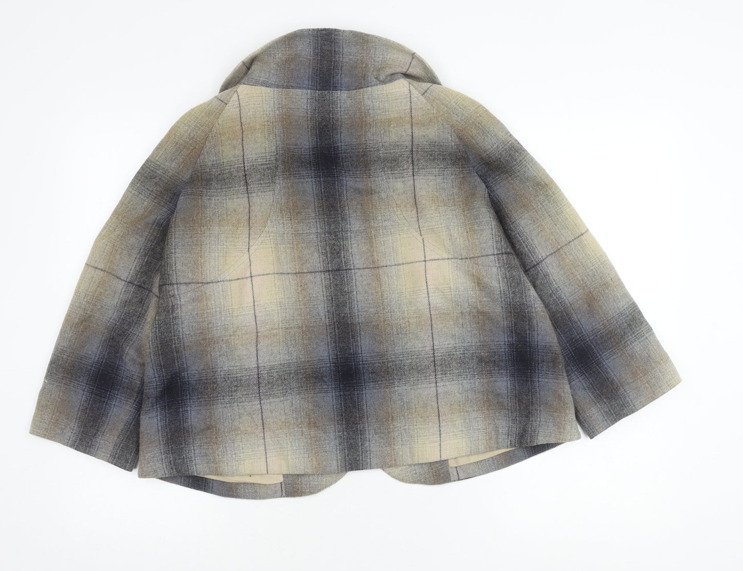 Verse Women’s Multicoloured Wool Blend Plaid Four-Button Blazer Size 12