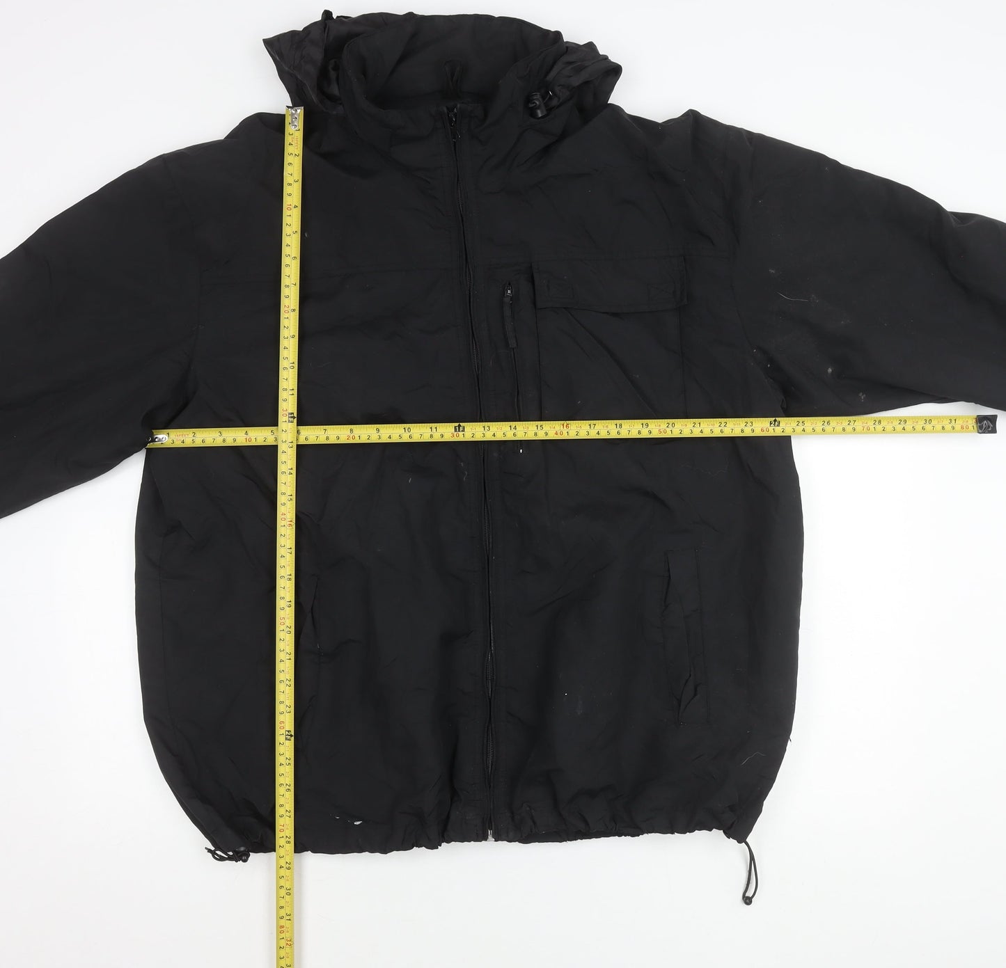 Easy Men’s Black XL 44-46" Hooded Nylon Windbreaker Jacket