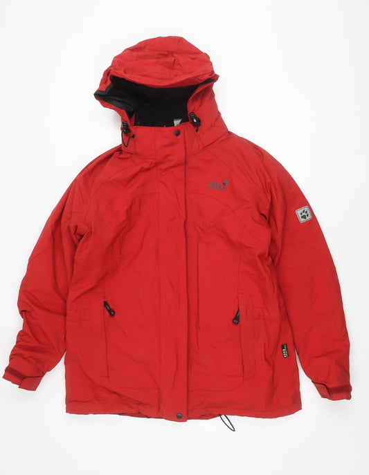 Jack Wolfskin Unisex Adults Red L Parka Jacket Hooded Waterproof