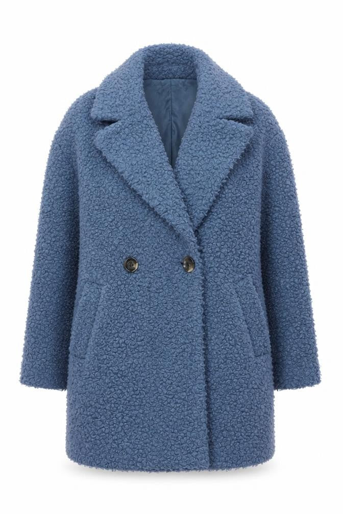 Primark Women’s Blue Mid-Length Fleece Overcoat Size 6