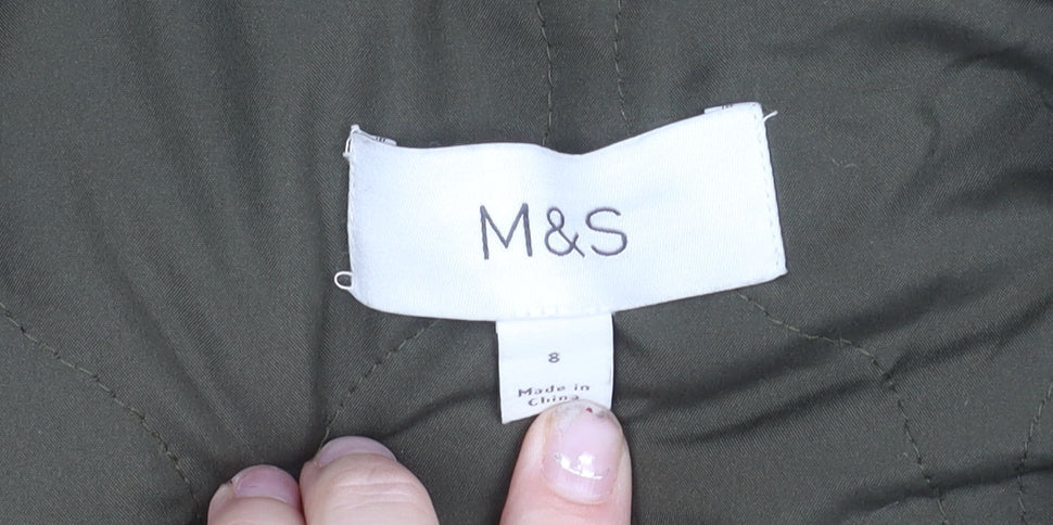 Marks and Spencer Womens Green Size 8 Parka Jacket Hooded