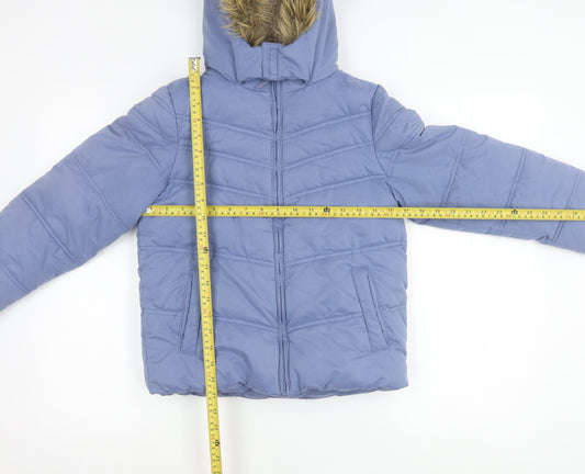 FatFace Girls Blue 10-11 Years Hooded Puffer Jacket Winter Coat