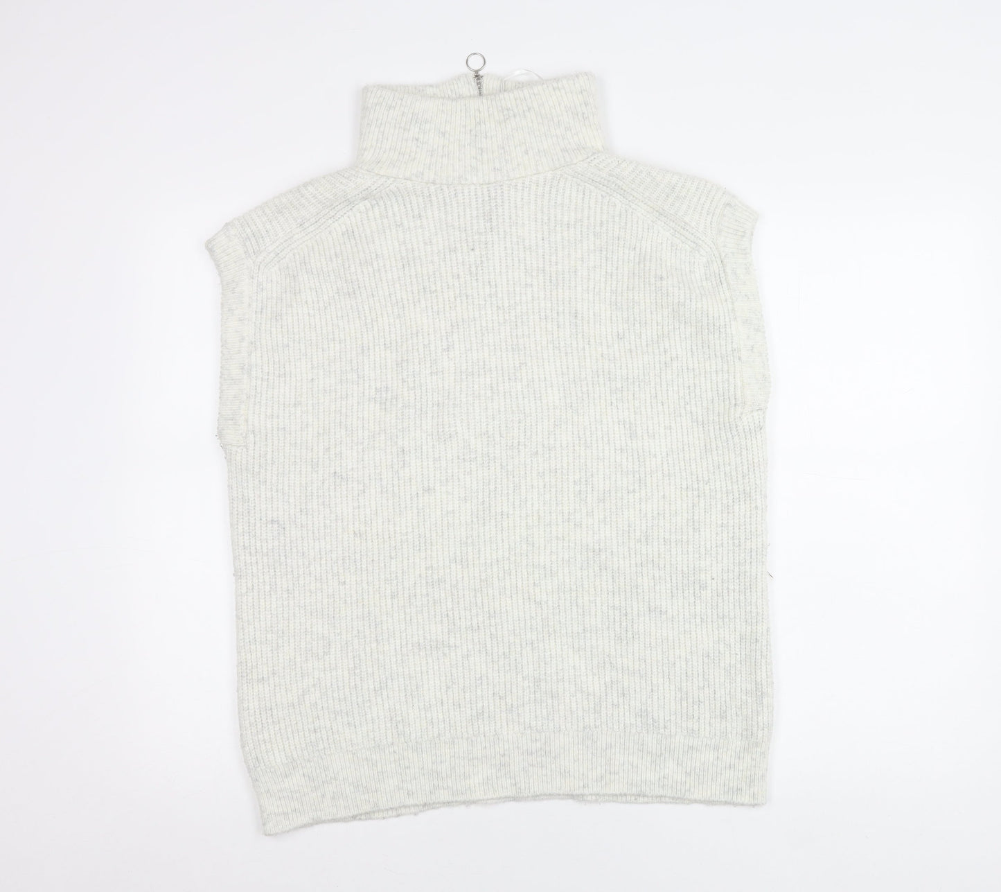 Marks and Spencer Women Grey Roll Neck Sleeveless Knit Jumper Vest S