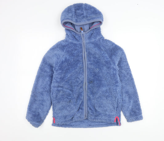 FatFace Girls Blue Hooded Fleece Jacket 10-11 Years Zip Casual Winter Coat
