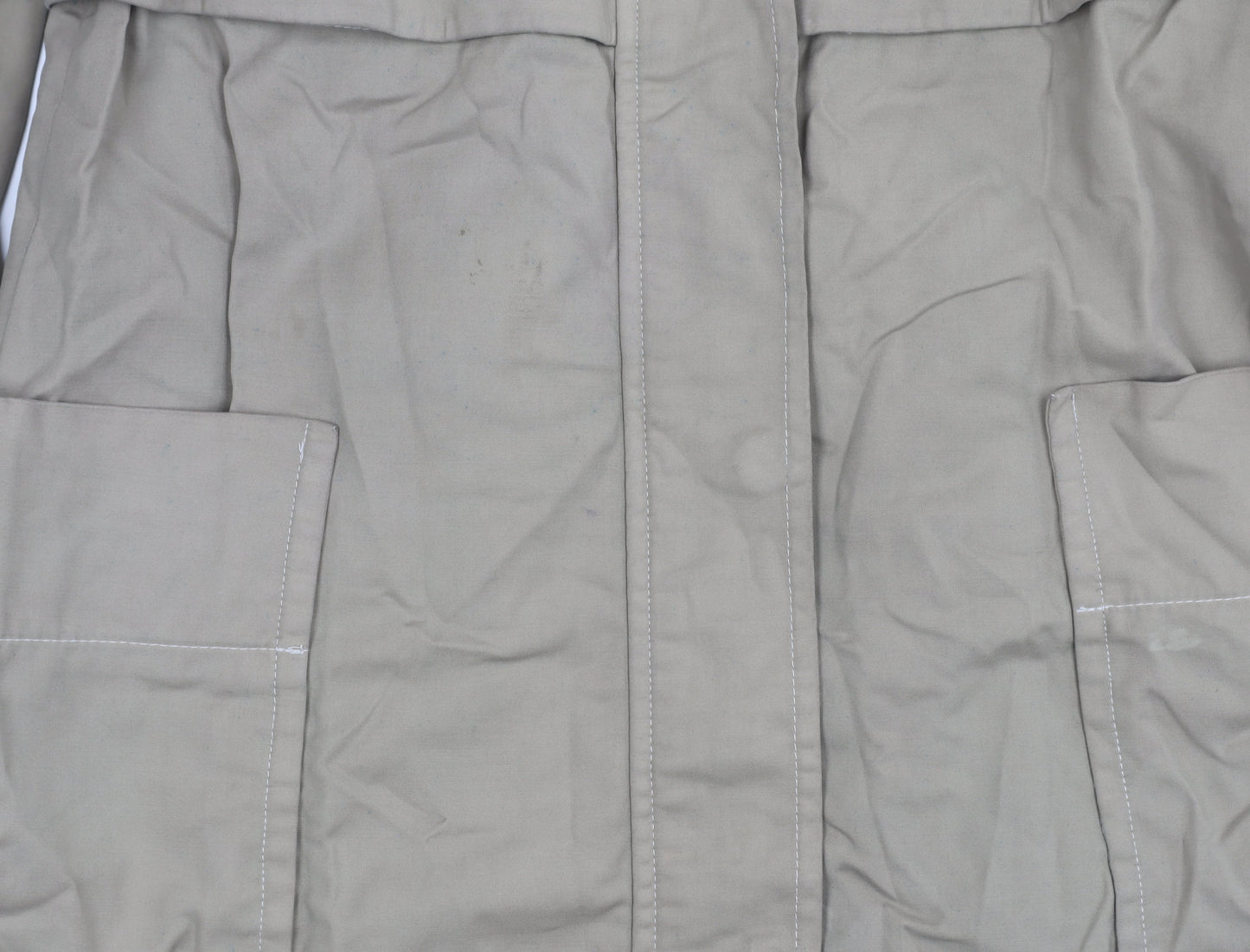 Zara Basic Women Beige Parka Jacket Size 12 Cotton Blend