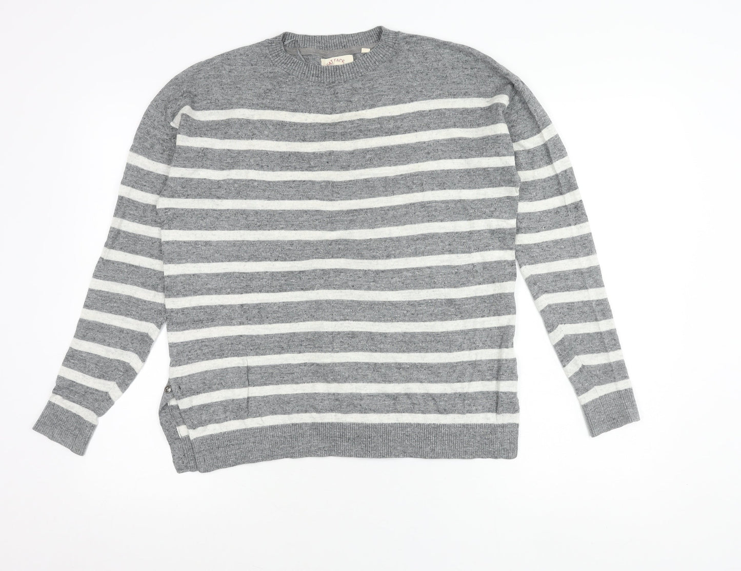 Fat Face Womens Grey Striped Knit Pullover Jumper Size 8