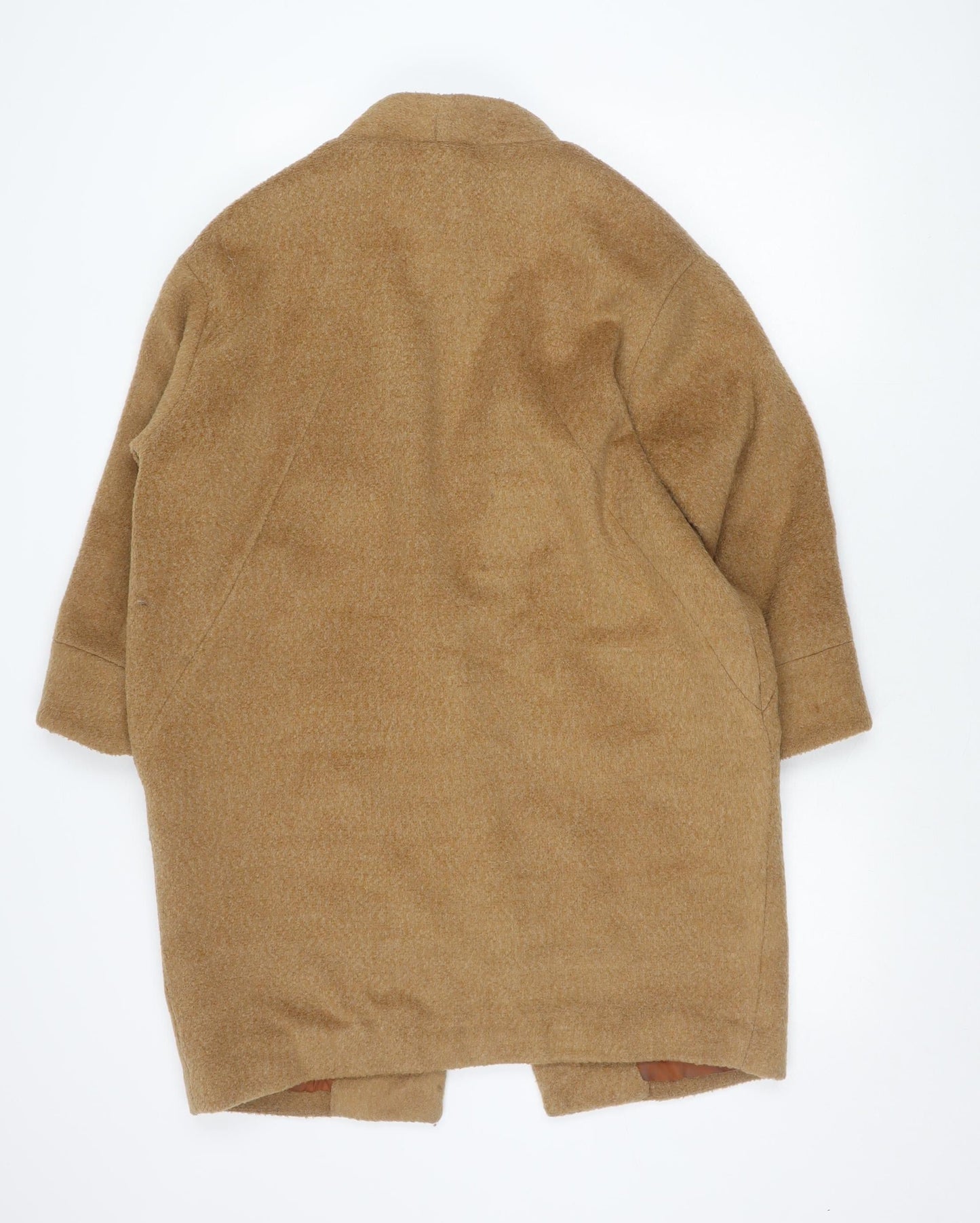 H&M Women's Brown Wool Blend Mid-Length Overcoat Size 10 Regular