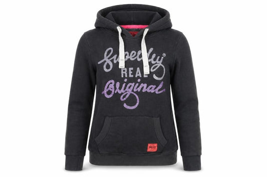 Womens UK XS Regular Superdry Black Pullover Hoodie