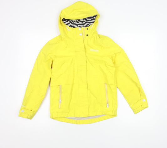 Regatta Girls Yellow Waterproof Hooded Rain Coat Jacket Age 10 Years