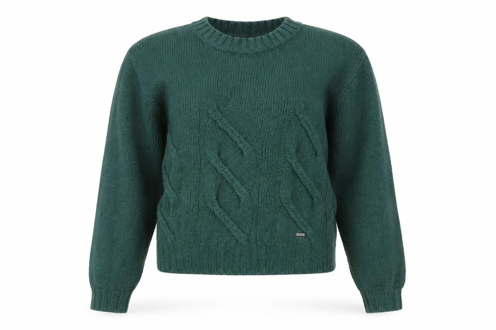 Hollister Womens Green XS Cable-Knit Crew Neck Long Sleeve Jumper