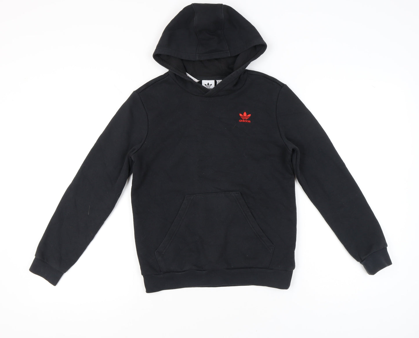Adidas Unisex Kids Black Pullover Hoodie 11-12Y Logo Fleece