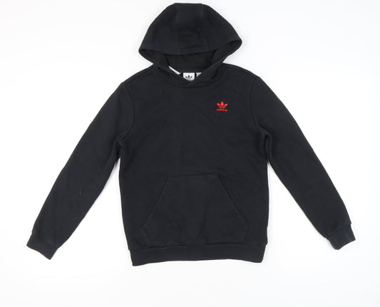 Adidas Unisex Kids Black Pullover Hoodie 11-12Y Logo Fleece