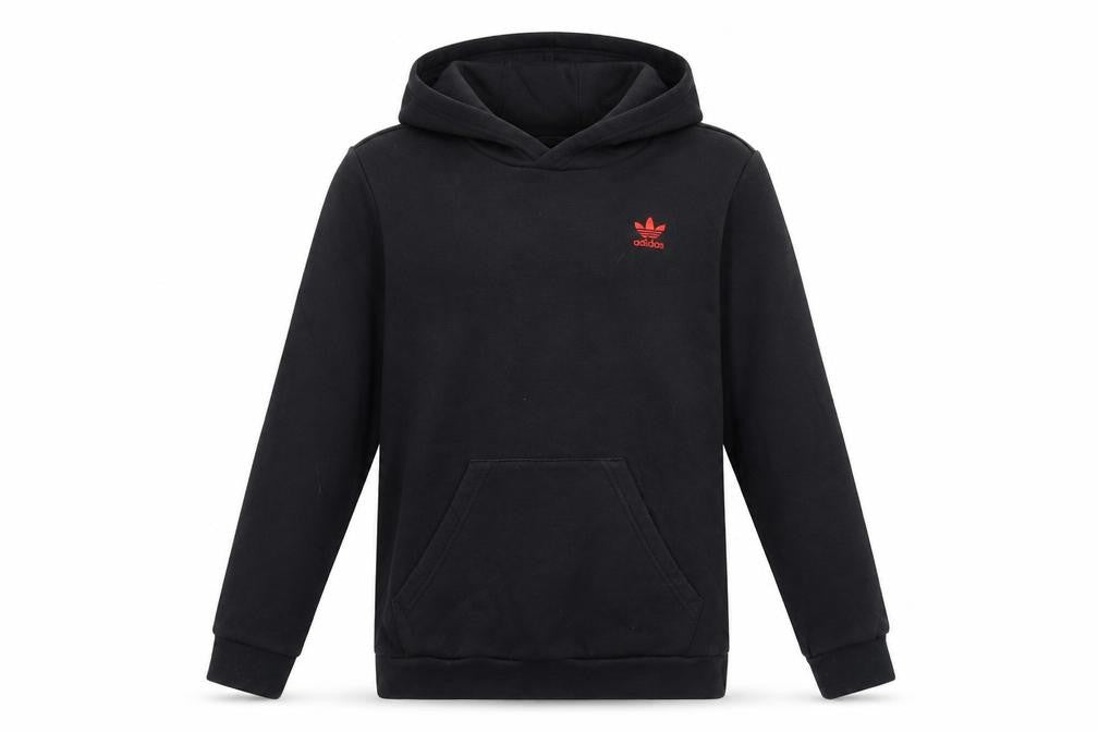 Adidas Unisex Kids Black Pullover Hoodie 11-12Y Logo Fleece