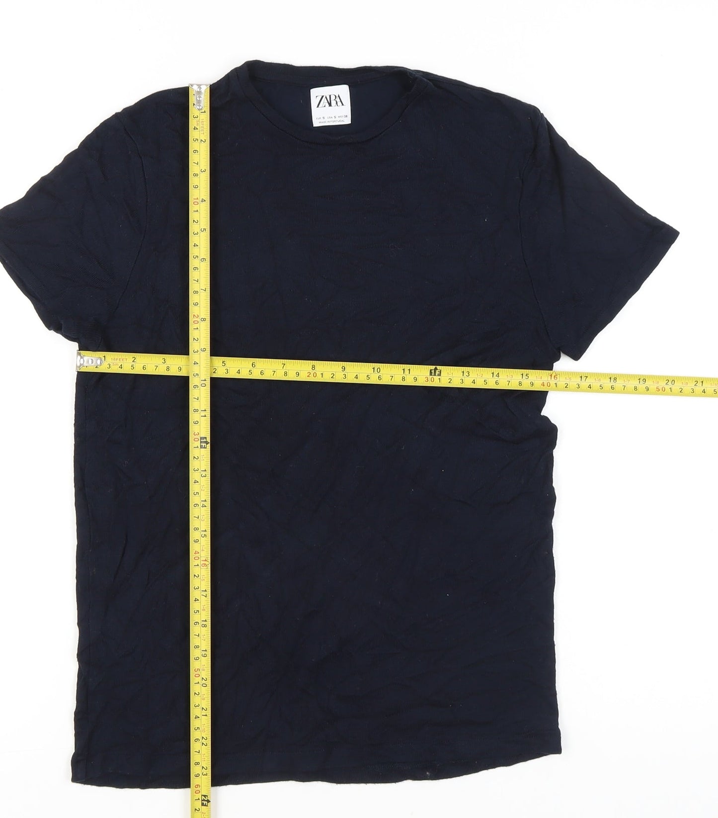 Zara Women’s Blue Cotton Basic Crew Neck T-Shirt Size S