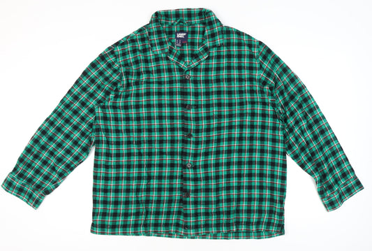 Lands' End Men's Green Check Flannel Pyjama Top XL