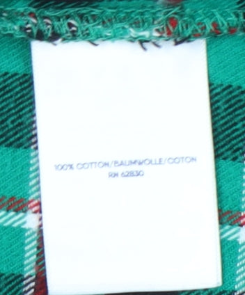 Lands' End Men's Green Check Flannel Pyjama Top XL