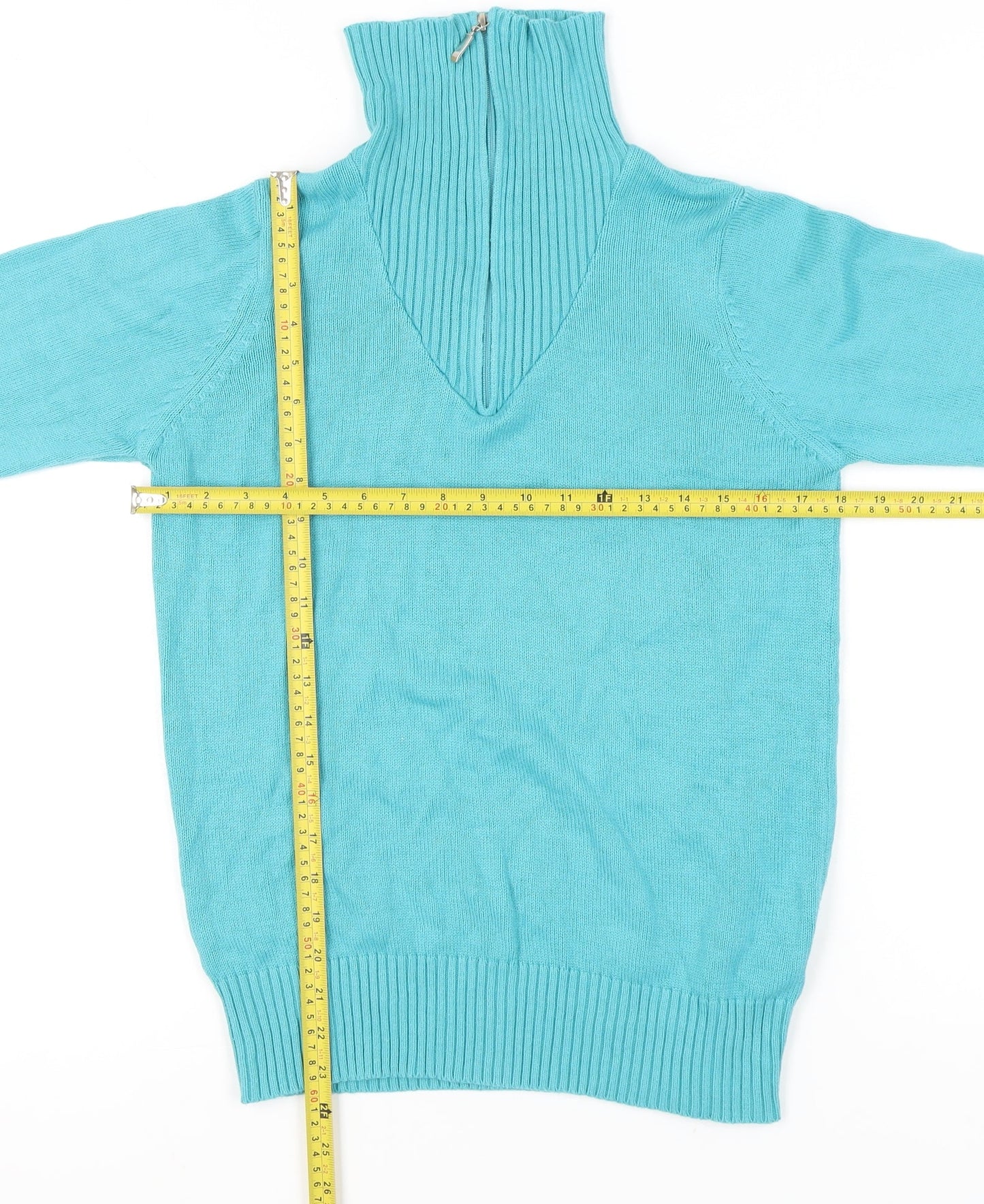 Isle Womens Blue Long Sleeve V-Neck Pullover Jumper Size S 10-12
