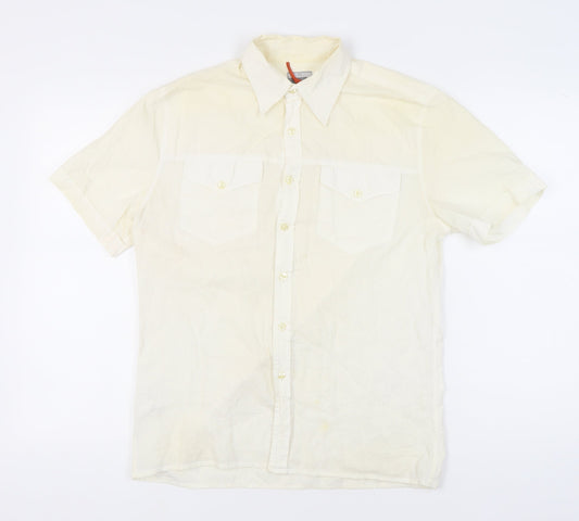 Paul Smith Men's Ivory Short Sleeve Cotton Casual Shirt M