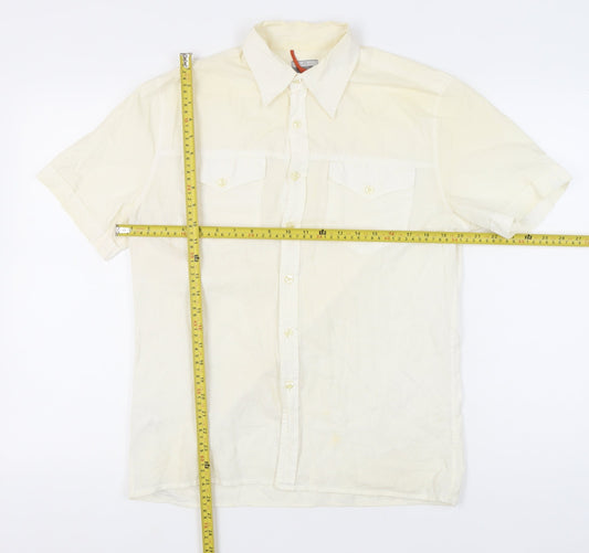 Paul Smith Men's Ivory Short Sleeve Cotton Casual Shirt M