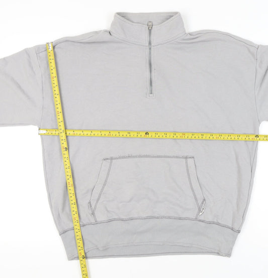 Hollister Men’s Grey Oversized 1/2 Zip Sweatshirt M