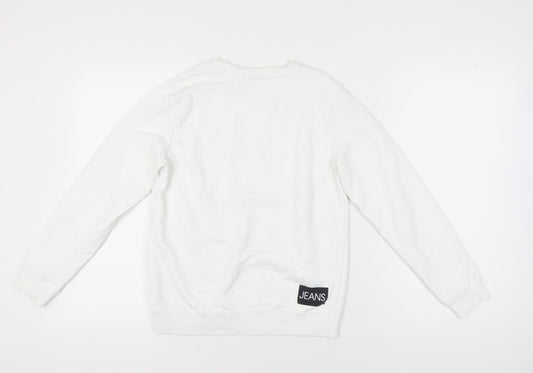 Calvin Klein Girls White Logo Sweatshirt Age 14 Years Pullover Crew Neck