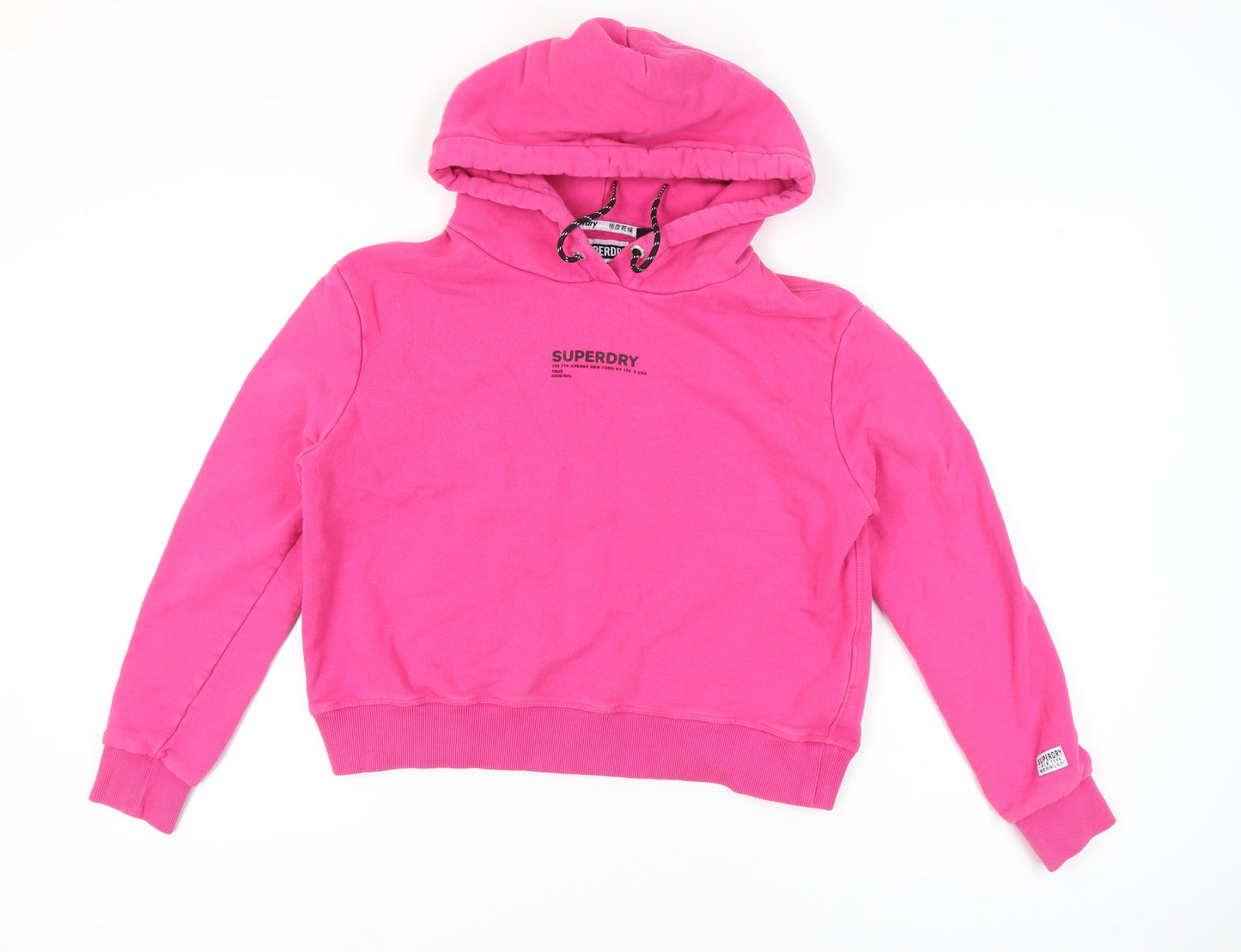 Superdry Womens Pink Hoodie UK 14 Cotton Pullover Hooded Sweatshirt