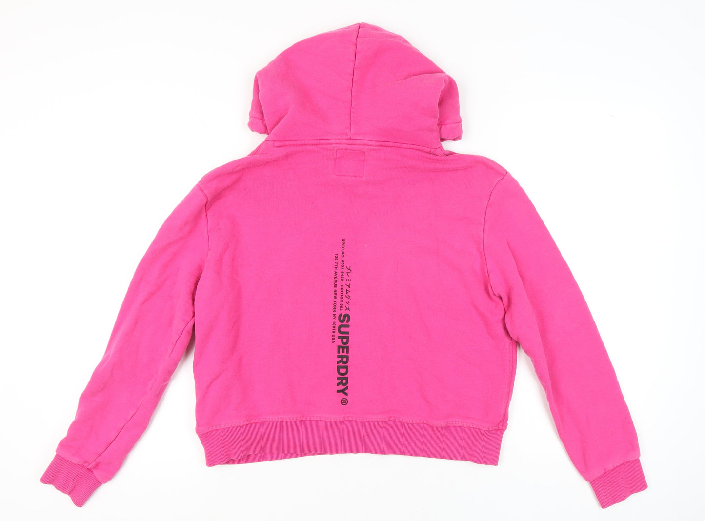 Superdry Womens Pink Hoodie UK 14 Cotton Pullover Hooded Sweatshirt