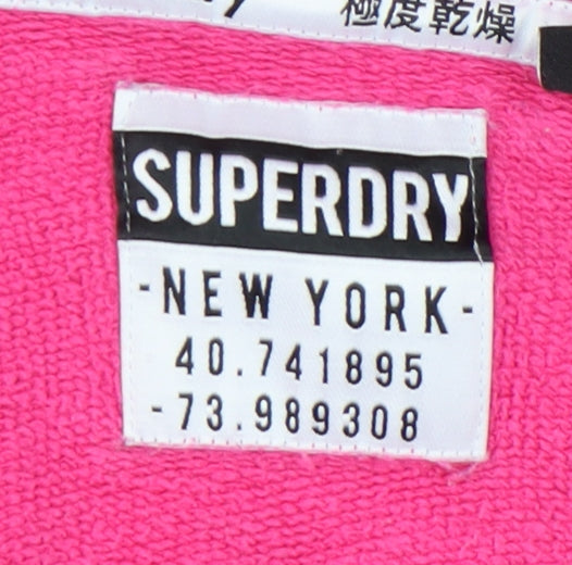 Superdry Womens Pink Hoodie UK 14 Cotton Pullover Hooded Sweatshirt