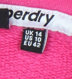 Superdry Womens Pink Hoodie UK 14 Cotton Pullover Hooded Sweatshirt