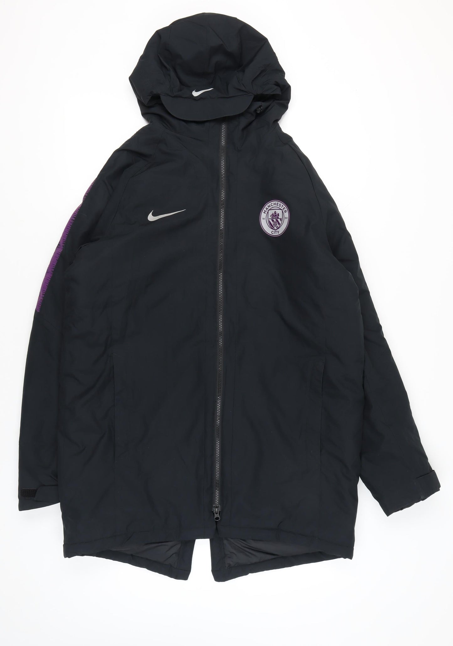 Nike Manchester City Mens Black L Parka Jacket Hooded Football Coat