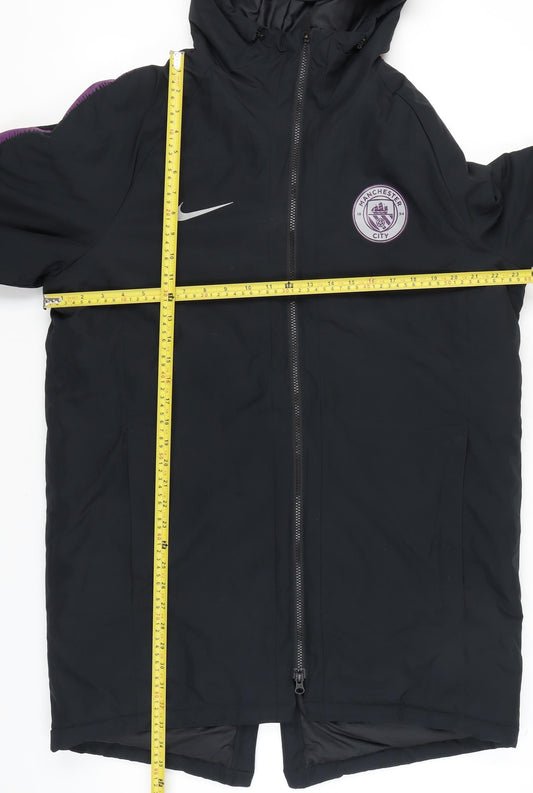 Nike Manchester City Mens Black L Parka Jacket Hooded Football Coat