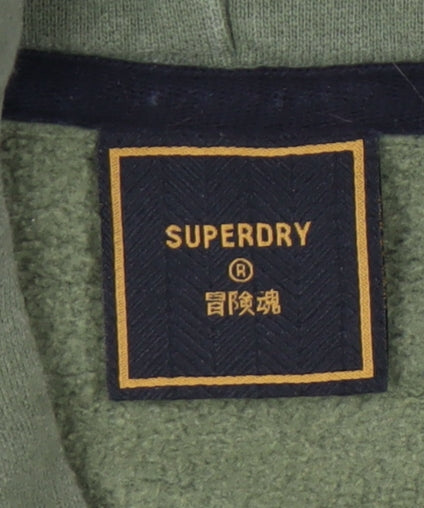 Superdry Men's Green Pullover Hoodie M Skull Graphic Embroidered