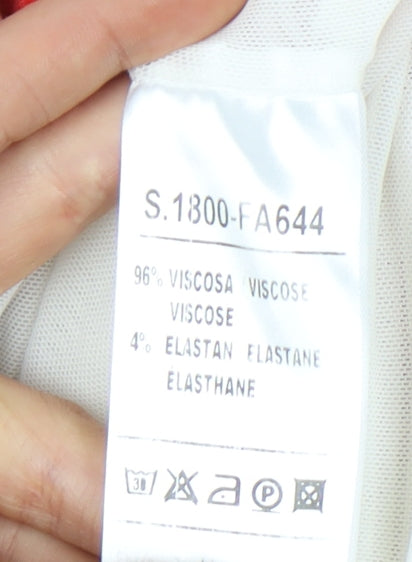 Isabel De Pedro Womens Red Floral Pencil Skirt Size 14 Stretch Knee Length