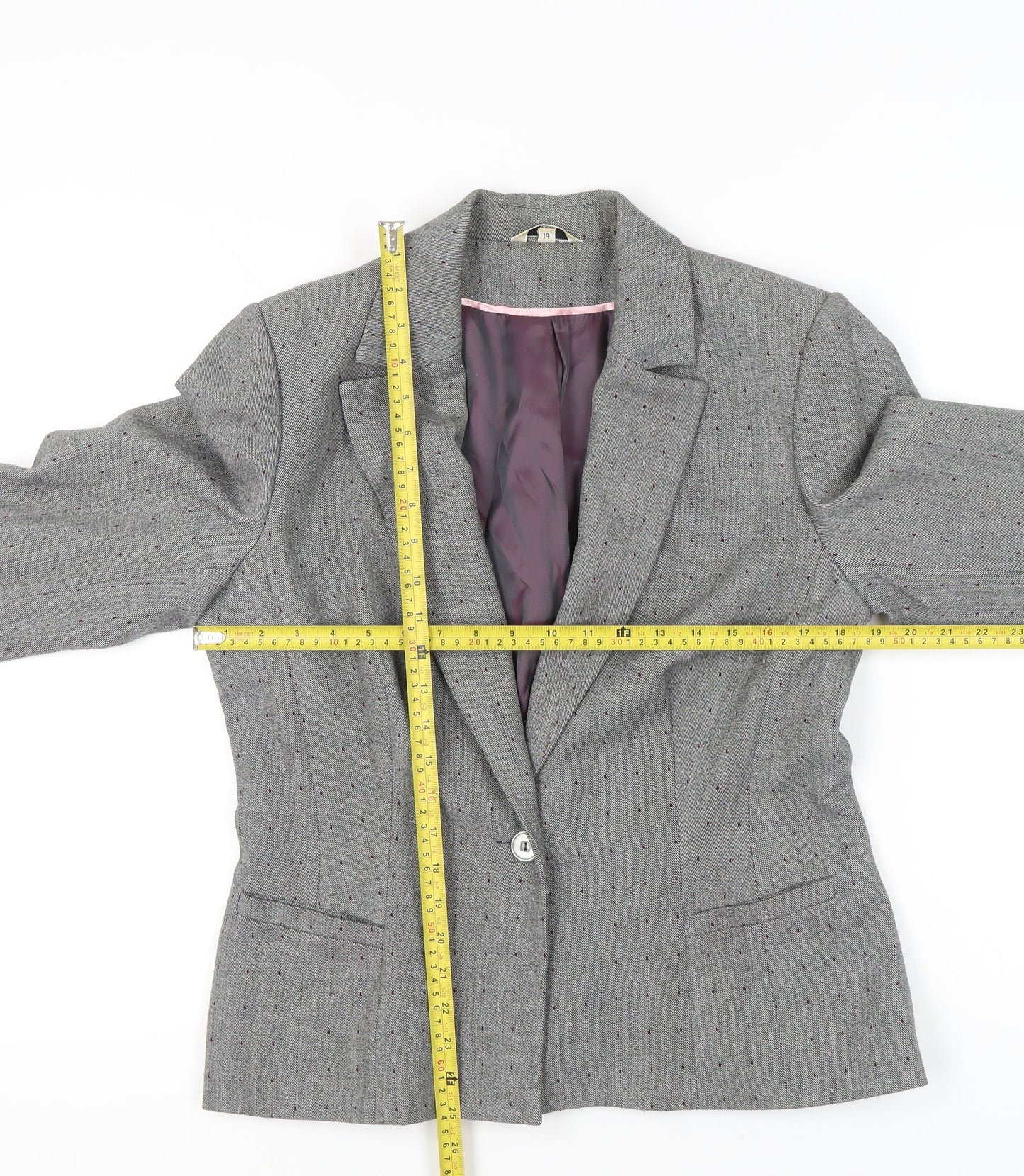 Klass Women’s Grey Polka Dot Size 14 Tailored Blazer Jacket