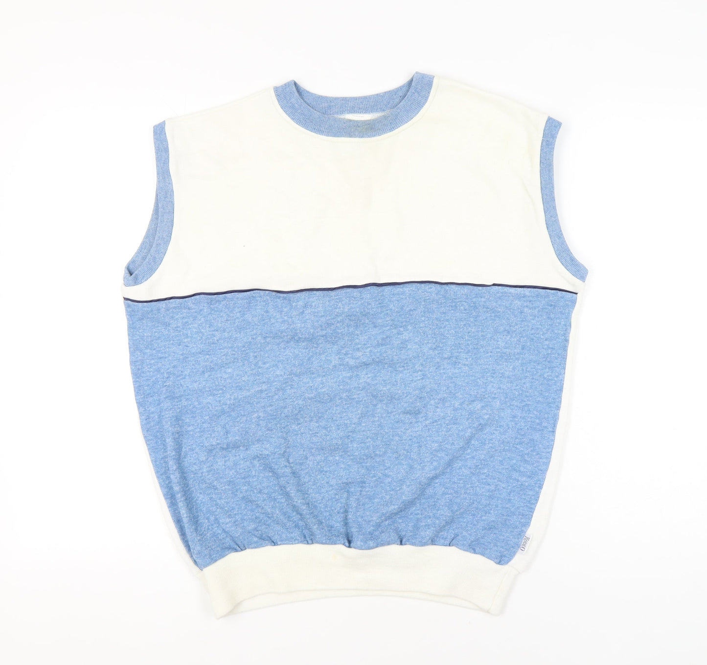 Rodeo Men's Blue White Sleeveless Knit Vest Jumper Size L 42in Chest