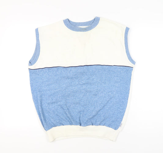 Rodeo Men's Blue White Sleeveless Knit Vest Jumper Size L 42in Chest