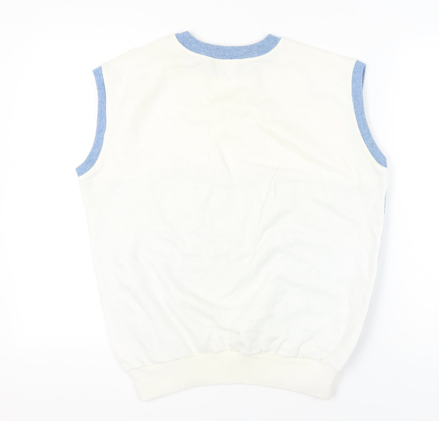 Rodeo Men's Blue White Sleeveless Knit Vest Jumper Size L 42in Chest