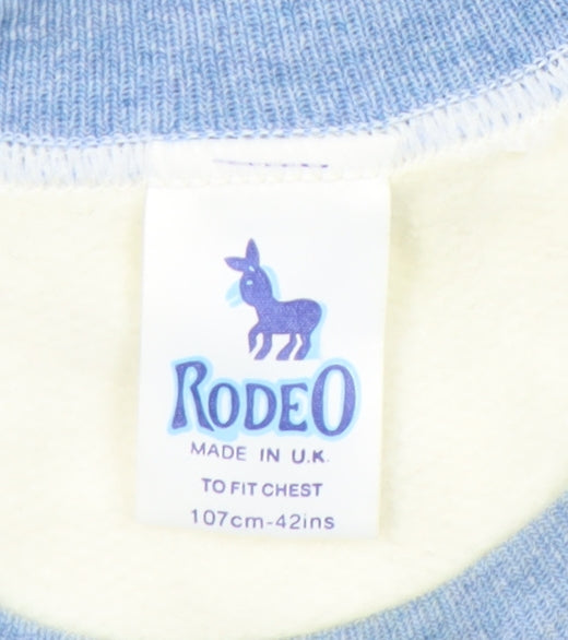 Rodeo Men's Blue White Sleeveless Knit Vest Jumper Size L 42in Chest