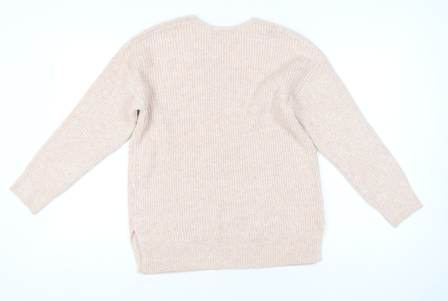 Marks and Spencer Womens Beige Knit V-Neck Pullover Jumper M