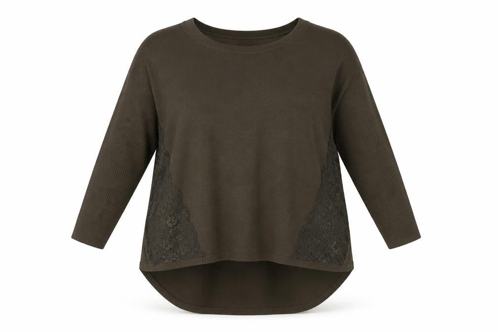 River Island Women’s Green Lace Tunic Blouse UK 10 3/4 Sleeve