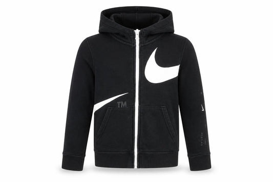 Nike Boys Black Full Zip Hoodie Size 146cm Sports Graphic Hooded Top