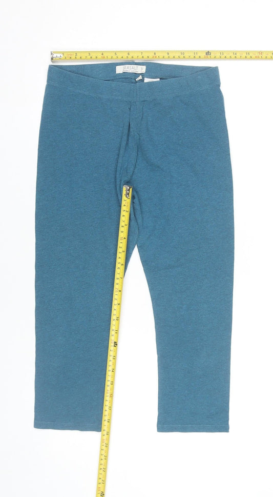 Seasalt Women’s Blue Cropped Organic Cotton Leggings Size 12