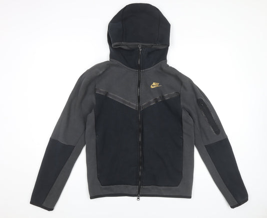 Nike Mens Grey Black Full Zip Hoodie Size S Logo Sportswear