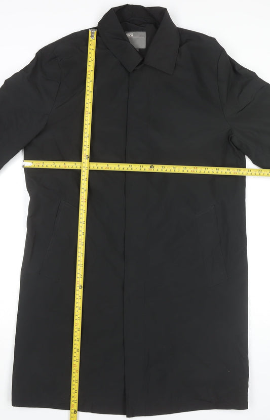 ASOS Women Black Long Overcoat Coat M Polyester Lined Classic