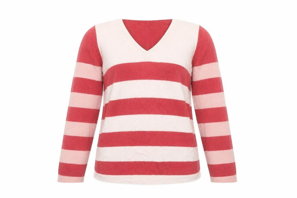 White Stuff Womens Multicoloured Striped V-Neck Jumper Size 12 Wool
