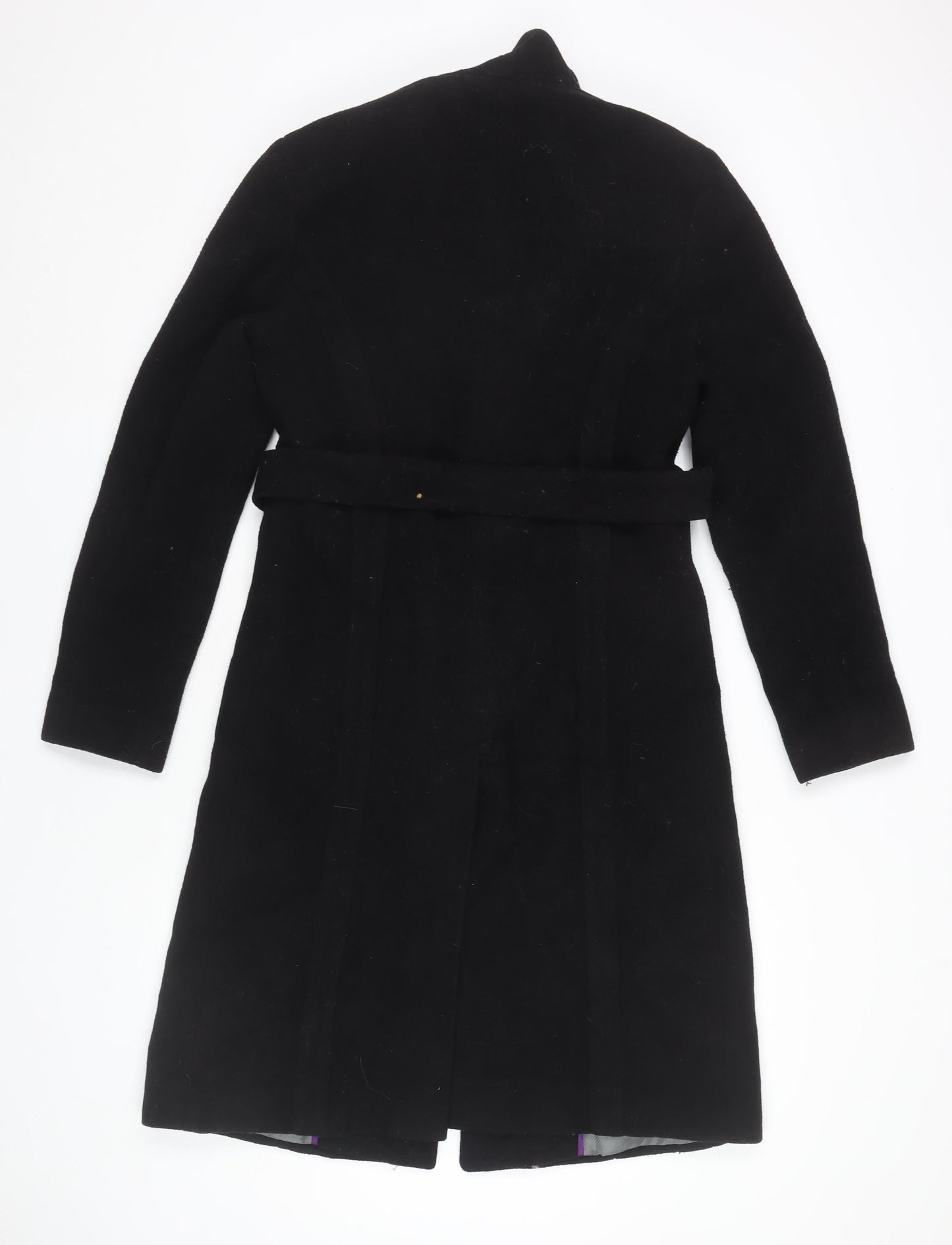 Calvin Klein Women's Black Wool Blend Long Overcoat Size 6 Belted