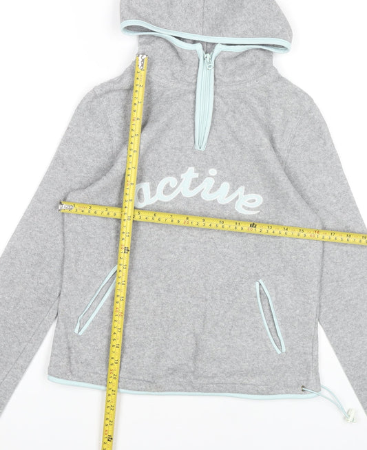 Active Women’s Grey Hoodie Sweatshirt Size 8-10 UK 1/4 Zip